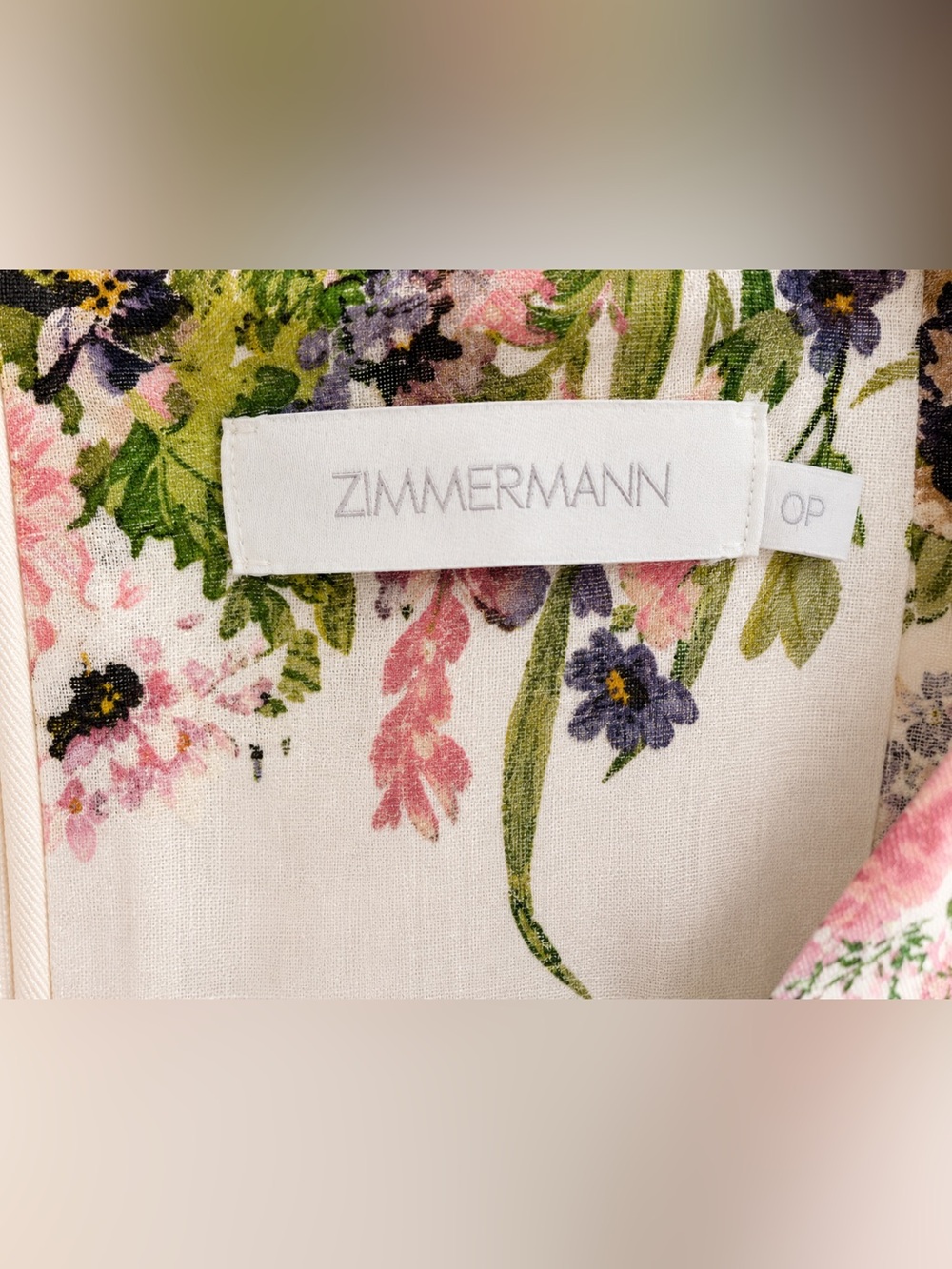 Zimmermann Floral Linen Mini Dress Size 0 - Picture 3 of 5